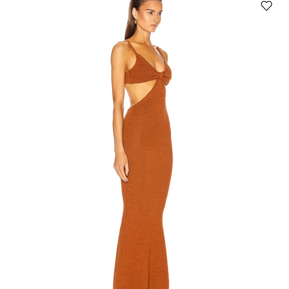 cult gaia Rust Brown Backless Knitted Maxi Dress - Picture 3 of 11